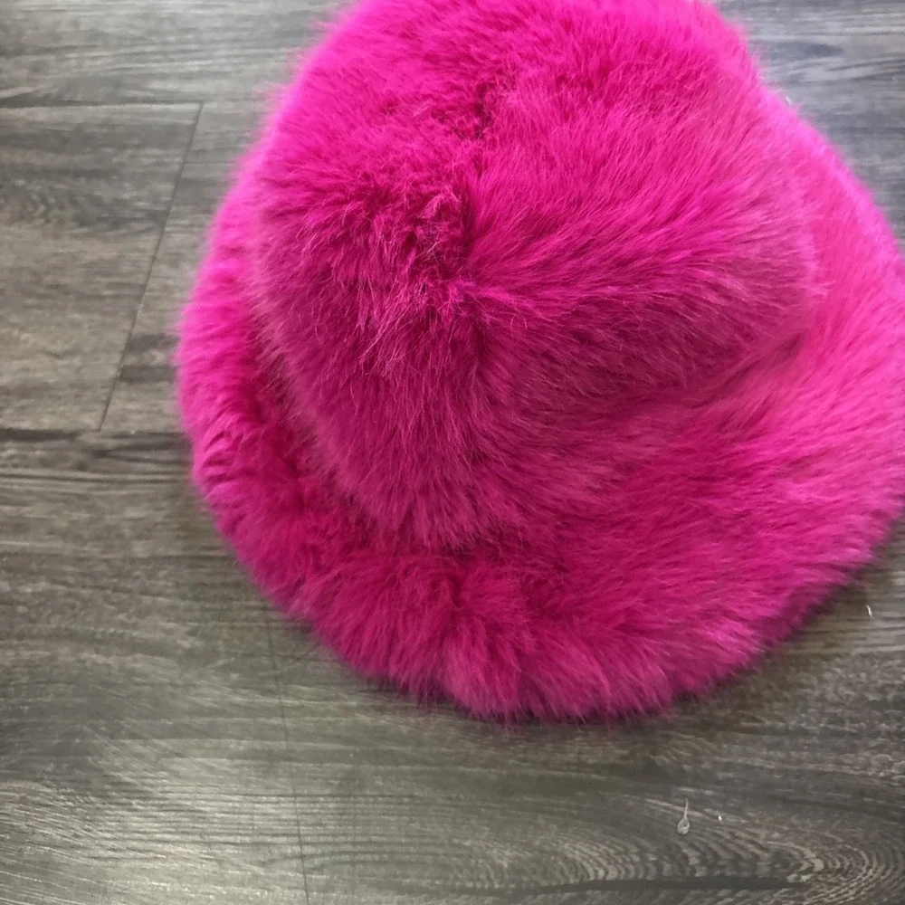 Fuzzy Bucket Hat for Women Winter Fluffy Furry Plush Faux Fur Hats Bucket Hats